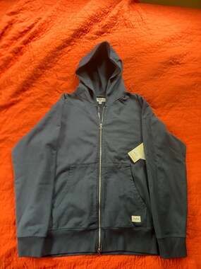TENŌRE Woven Label Fleece Zip Hood Navy Size M